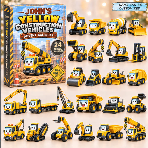 Custom Name Yellow Constructive Vehicles Advent Calendar 2026 QTCUZ GFTONPT1121