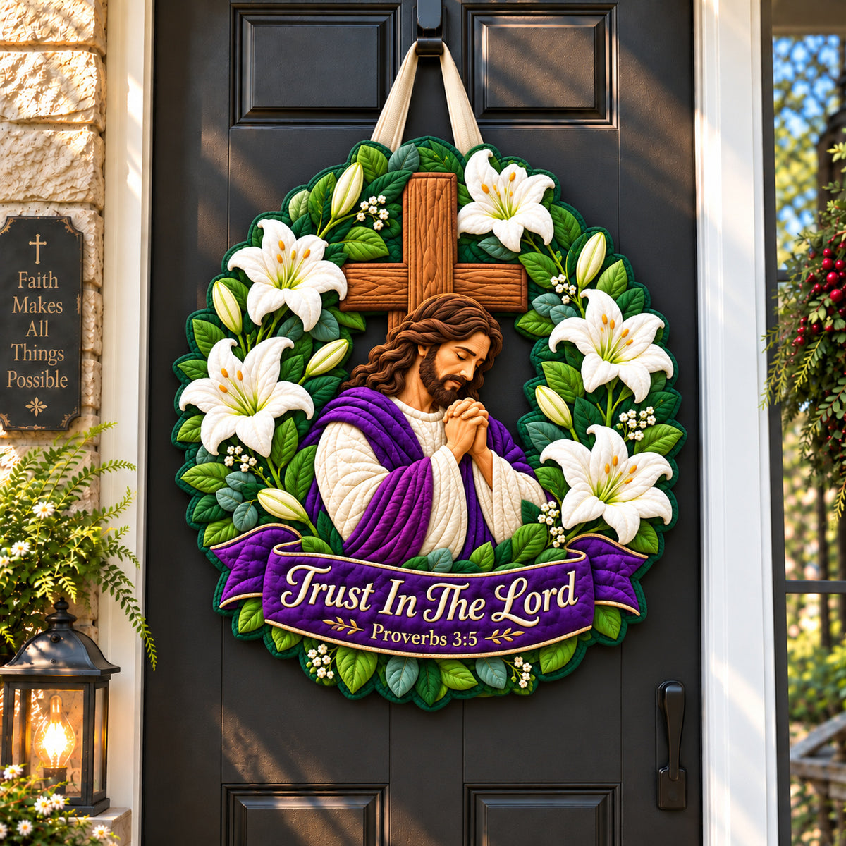 God Trust Custom Shape Quilted Door Hanger GFTONPT1130