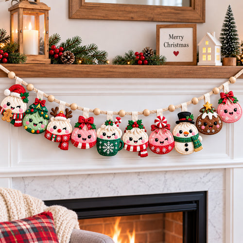 Christmas Dumpling Cheer Custom Shape Quilted Garland GFTONPT1131