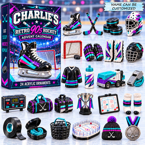 Custom Name Retro Hockey Advent Calendar 2026 QTCUZ GFTONPT1161