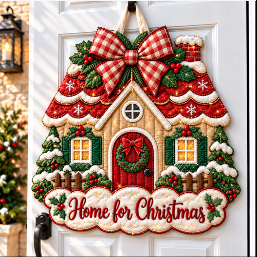 Christmas Spirit House Custom Shape Quilted Door Hanger GFTONPT1168