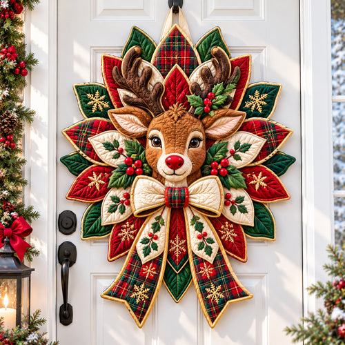 Christmas Spirit Reindeer Custom Shape Quilted Door Hanger GFTONPT1169