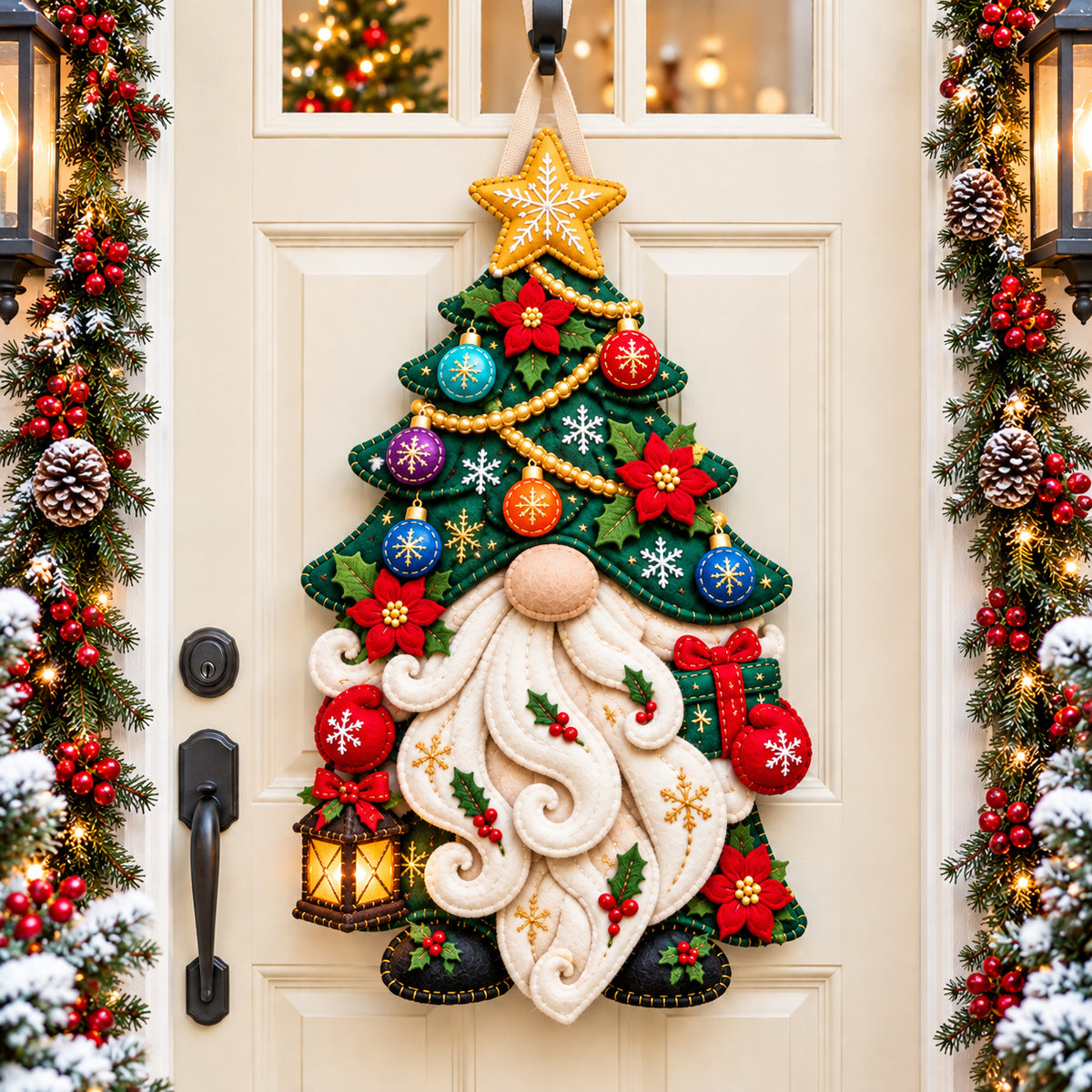 Christmas Gnomes Custom Shape Felt Door Hanger GFTONPT1173