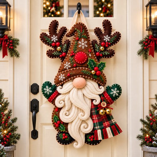 Christmas Gnomes Custom Shape Felt Door Hanger GFTONPT1175