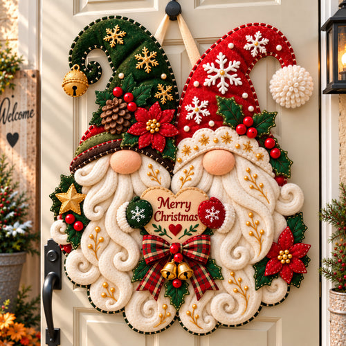 Christmas Gnomes Custom Shape Felt Door Hanger GFTONPT1176
