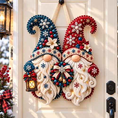 Christmas Gnomes Custom Shape Felt Door Hanger GFTONPT1177