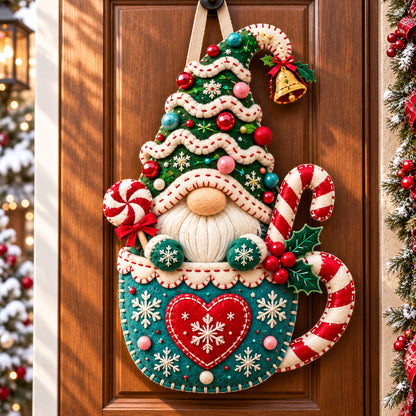 Christmas Gnomes Custom Shape Felt Door Hanger GFTONPT1178