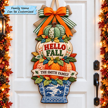 Personalized Pumpkin Autumn Custom Shape Quilted Door Hanger QTCUZ GFTONPT1261