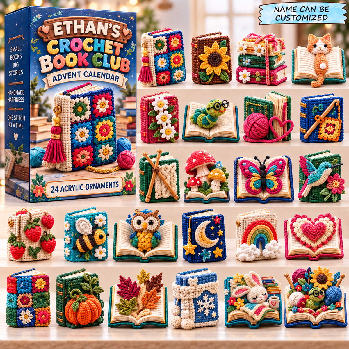 Personalized Crochet Book Advent Calendar 2026 QTCUZ GFTONPT1281