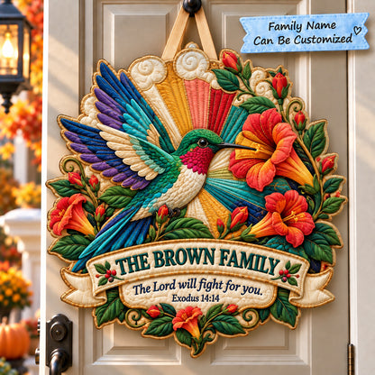 Personalized Hummingbird Bible Grace Custom Shape Quilted Door Hanger QTCUZ GFTONPT1286