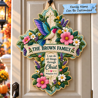 Personalized Hummingbird Bible Faith Custom Shape Quilted Door Hanger QTCUZ GFTONPT1287