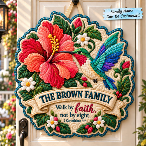Personalized Hummingbird Bible Blessings Custom Shape Quilted Door Hanger QTCUZ GFTONPT1288