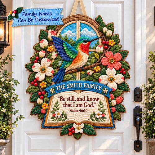 Personalized Hummingbird Bible Promise Custom Shape Quilted Door Hanger QTCUZ GFTONPT1290