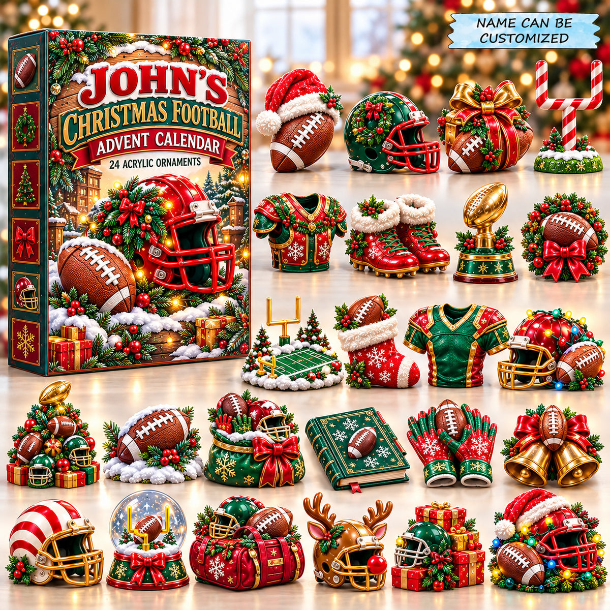 Personalized Christmas American Football Advent Calendar 2026 QTCUZ GFTONPT1304