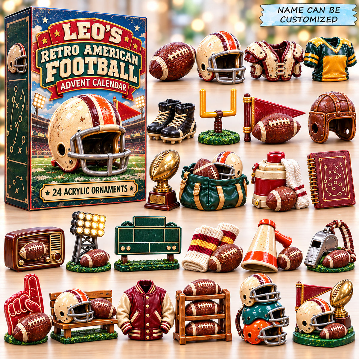 Personalized Retro American Football Advent Calendar 2026 QTCUZ GFTONPT1306