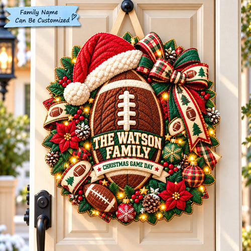 Personalized Christmas Football Custom Shape Quilted Door Hanger QTCUZ GFTONPT1316