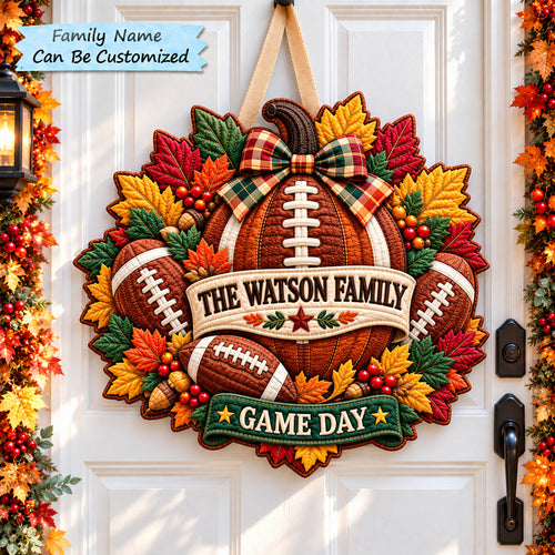 Personalized Autumn Football Custom Shape Quilted Door Hanger QTCUZ GFTONPT1318