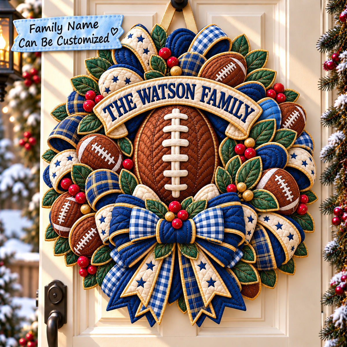Personalized Football Weekend Vibes Custom Shape Quilted Door Hanger QTCUZ GFTONPT1319