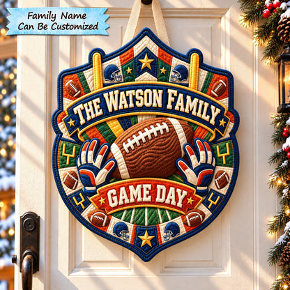Personalized Football Victory Drive Custom Shape Quilted Door Hanger QTCUZ GFTONPT1320