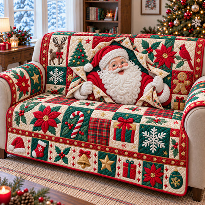 Santa Claus Adventure Quilted Sofa Cover GFTONPT1356
