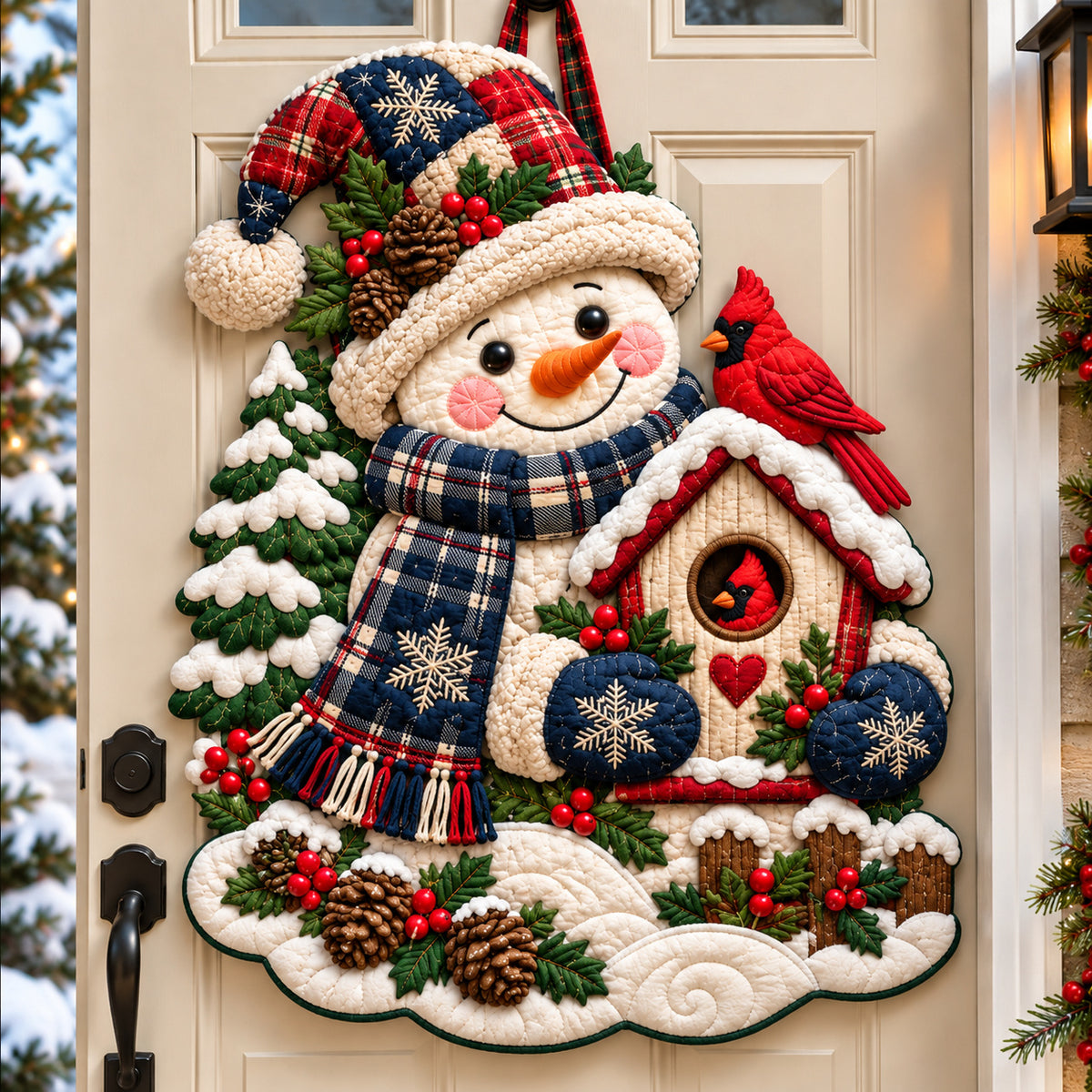 Snowman Frosty Fun Custom Shape Quilted Door Hanger GFTONPT1371