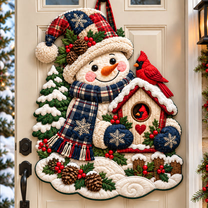Snowman Frosty Fun Custom Shape Quilted Door Hanger GFTONPT1371
