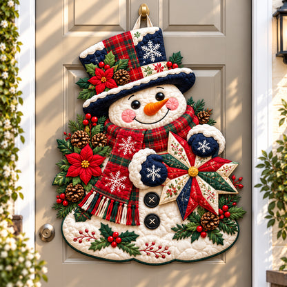 Snowman Christmas Wish Custom Shape Quilted Door Hanger GFTONPT1372