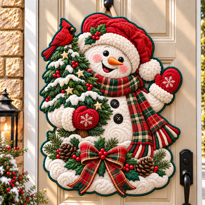 Snowman Holiday Adventure Custom Shape Quilted Door Hanger GFTONPT1373