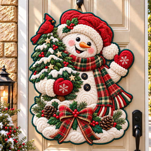 Snowman Holiday Adventure Custom Shape Quilted Door Hanger GFTONPT1373