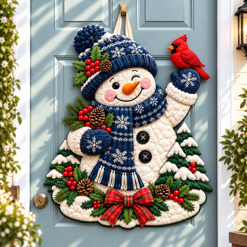 Snowman Festive Friends Custom Shape Quilted Door Hanger GFTONPT1375