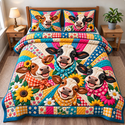 Happy Cows 3-Piece Quilted Bedding Set GFTONPT1380