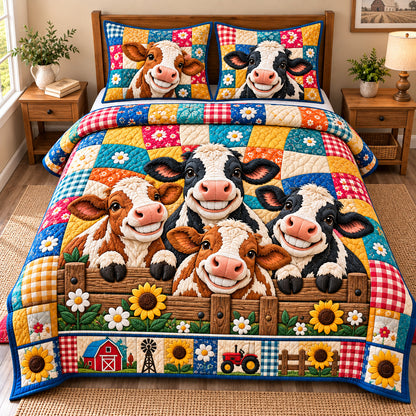 Funky Cows 3-Piece Quilted Bedding Set GFTONPT1381
