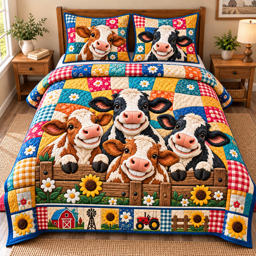 Funky Cows 3-Piece Quilted Bedding Set GFTONPT1381