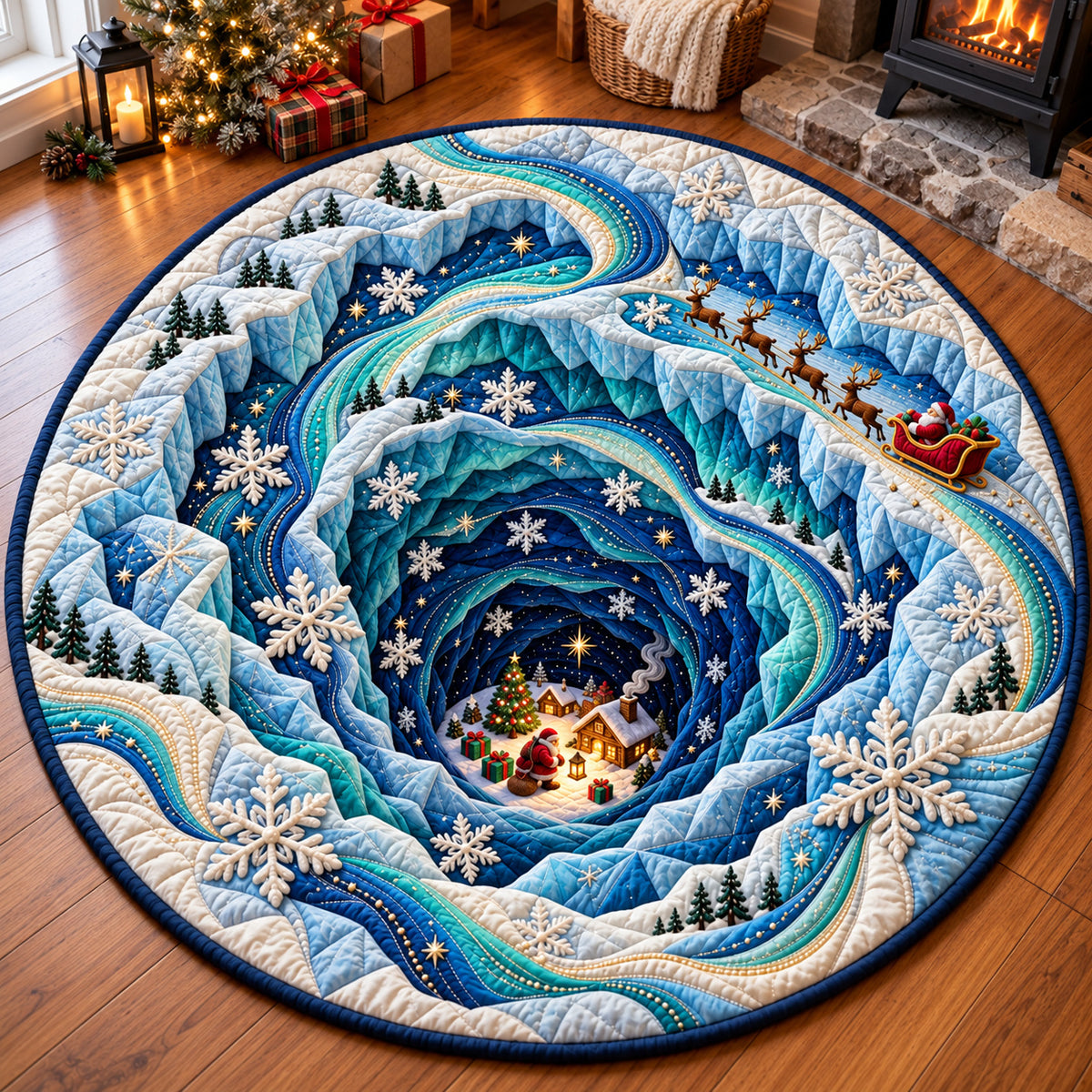 Santa Claus Northpole Quilted Round Mat GFTONPT1400