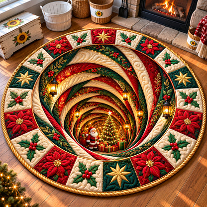 Santa Claus Giftgiving Quilted Round Mat GFTONPT1403