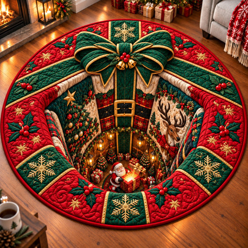 Santa Claus Christmas Quilted Round Mat GFTONPT1405