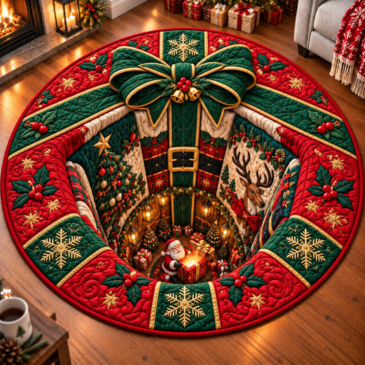 Santa Claus Christmas Quilted Round Mat GFTONPT1405