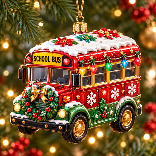 School Bus Christmas Mica Ornament GFTONPT1424