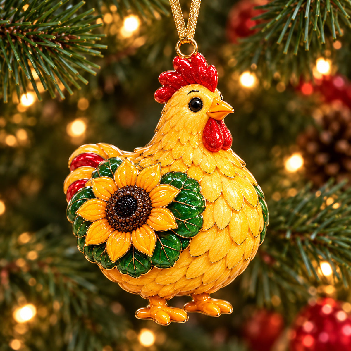 Funky Chicken Farm Christmas Mica Ornament GFTONPT1428