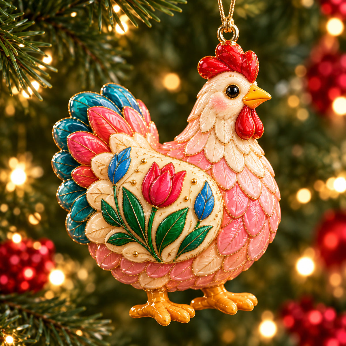 Funky Chicken Farm Christmas Mica Ornament GFTONPT1429