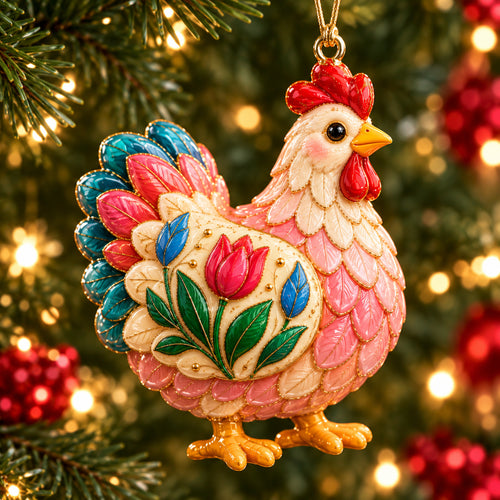 Funky Chicken Farm Christmas Mica Ornament GFTONPT1429