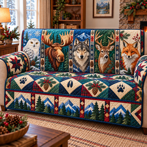 Winter Woodland Lodge Quilted Sofa Cover GFTONPT1457