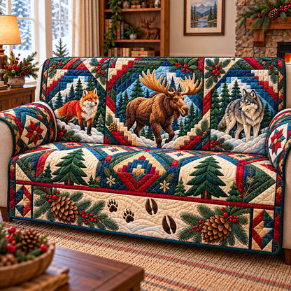 Winter Woodland Haven Quilted Sofa Cover GFTONPT1459