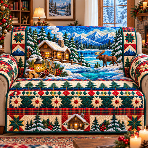 Winter Woodland Cabin Quilted Sofa Cover GFTONPT1460