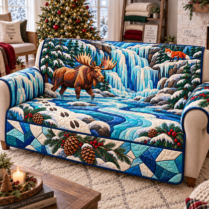 Winter Woodland Escape Quilted Sofa Cover GFTONPT1462