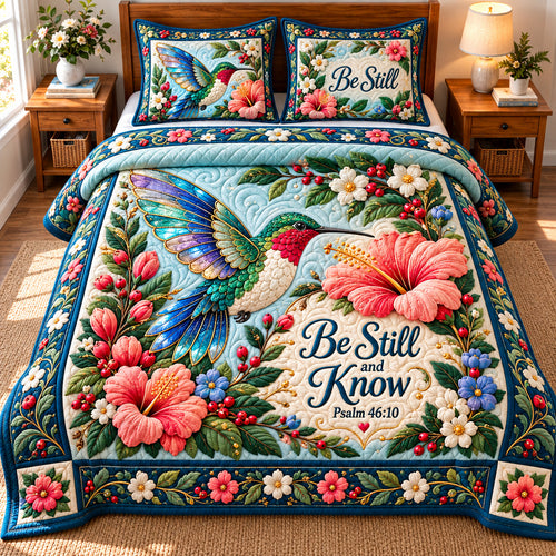 Hummingbird Garden Glow 3-Piece Quilted Bedding Set GFTONPT1481
