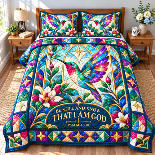 Hummingbird Blossom Grace 3-Piece Quilted Bedding Set GFTONPT1484