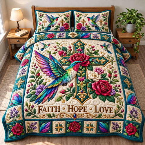 Hummingbird Nature Harmony 3-Piece Quilted Bedding Set GFTONPT1485