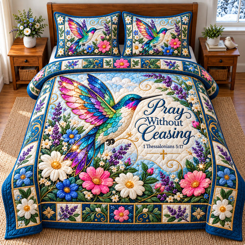 Hummingbird Summer Paradise 3-Piece Quilted Bedding Set GFTONPT1486
