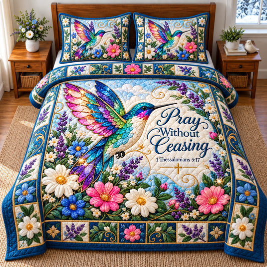 Hummingbird Summer Paradise 3-Piece Quilted Bedding Set GFTONPT1486